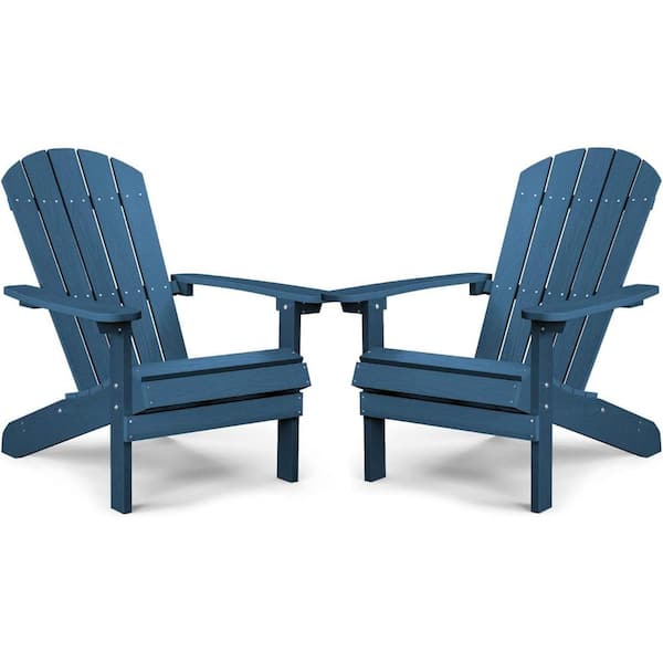 Mximu Classic Navy Plastic Outdoor Patio Adirondack Chair (Set of 2)