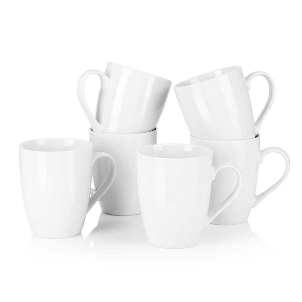 MALACASA Elisa Ivory White Porcelain 16 oz. Coffee Mug for Coffee, Tea ...