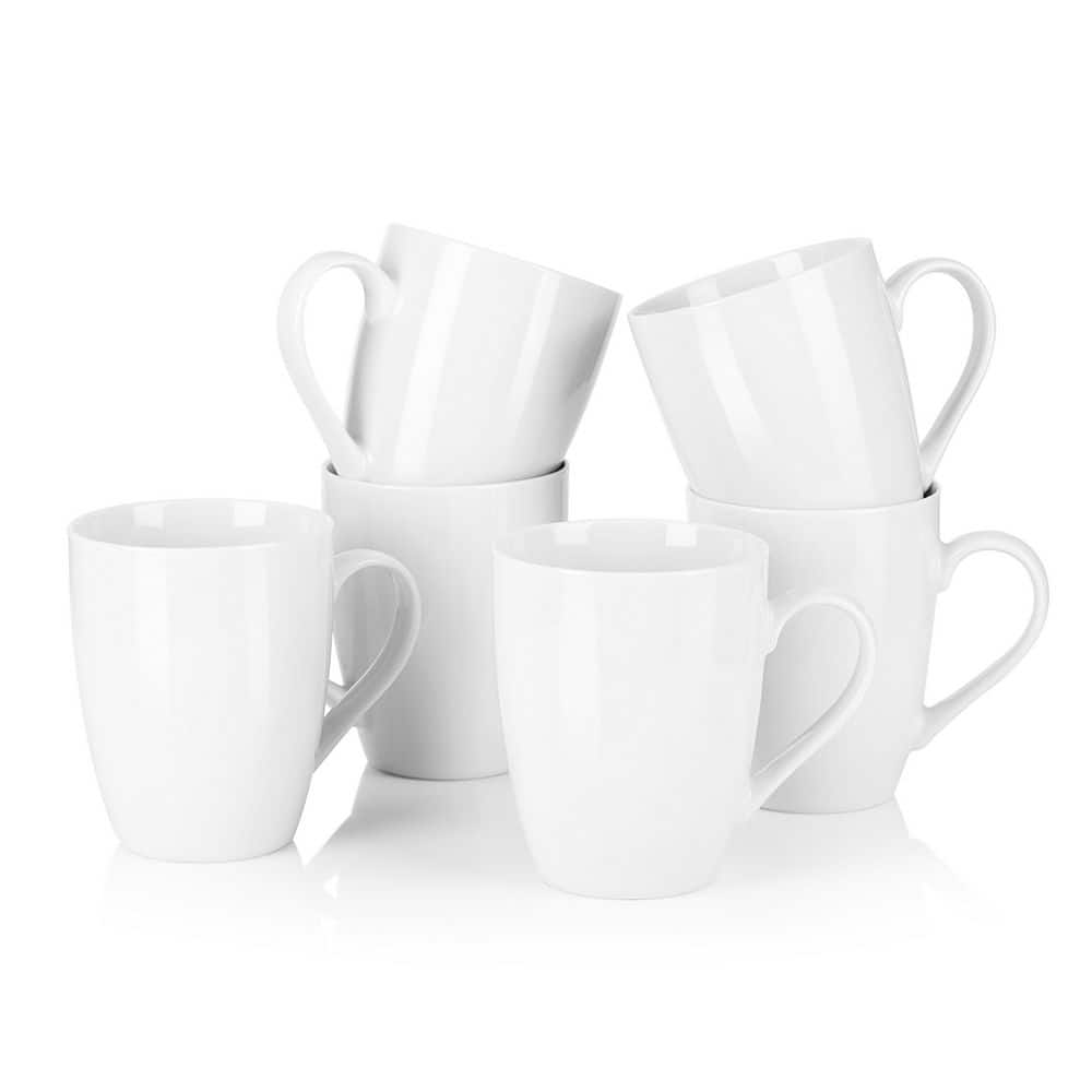 Malacasa 6pcs, Carina Series Coffee Mugs, Ivory White Porcelain 10oz Coffee  Cups, For Bar, Restaurant, Home Use, Drinkware, Christmas Gifts