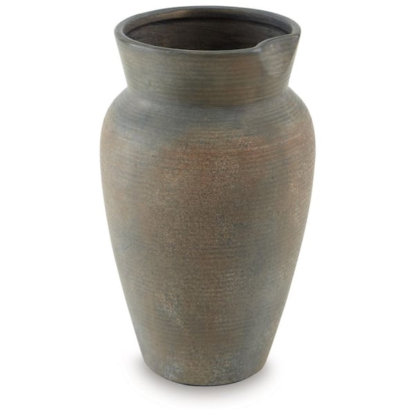 Signature DESIGN BY ASHLEY Brickmen 10 in. Gray Ceramic Urn Decorative Vase