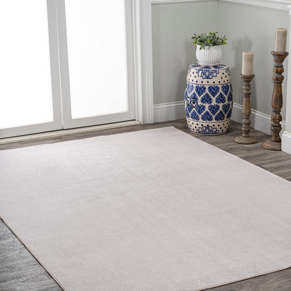 Light Gray 8' x 10' Solid Synthetic Washable Area Rug
