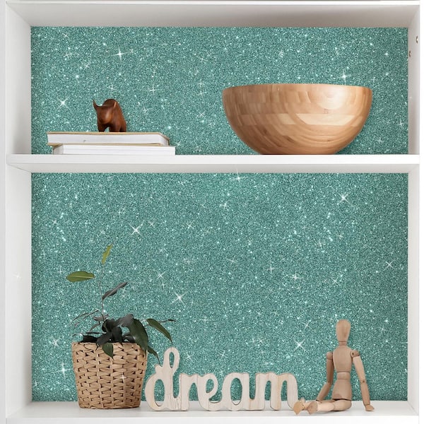 VEELIKE 15.7''x118'' Champagne Gold Glitter Wallpaper Peel and Stick Sparkle Shi