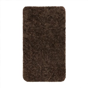 Bridgetown Plush 20 in. x 34 in. Brown Solid Polyester Rectangle Machine Washable Bath Mat