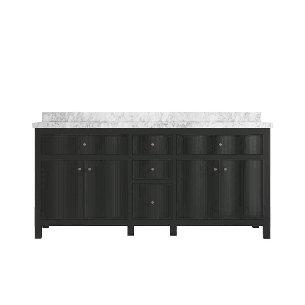 Sonoma 72 in. W x 22 in. D x 36 in. H Double Sink Bath Vanity in Black Top with 2 in. Carrara Marble Top price history on PriceWatchPro