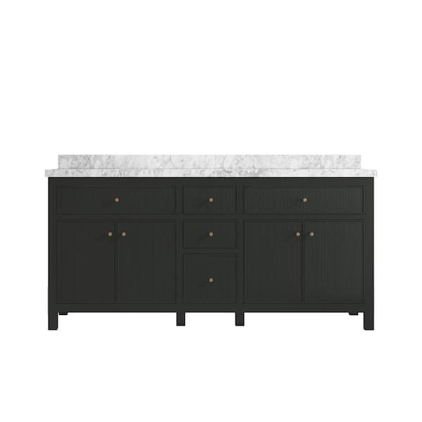 Willow Collections Sonoma 72 in. W x 22 in. D x 36 in. H Double Sink Bath Vanity in Black Top with 2 in. Carrara Marble Top