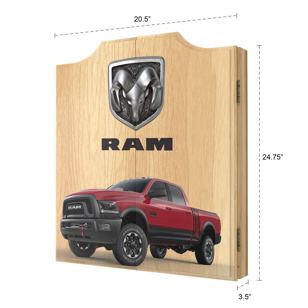 RAM Red and Black Wood Dartboard Cabinet Set with Darts