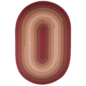Pioneer Red Multi 5 ft. x 8 ft. Oval Indoor/Outdoor Braided Area Rug