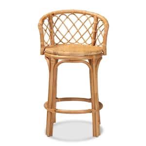 Orchard 36.75 in. Natural Low Back Rattan Standard Height Bar Stool