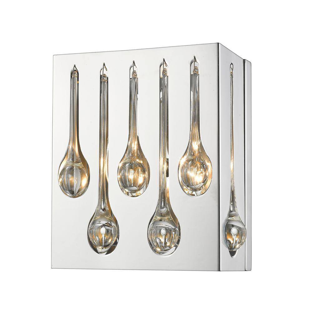Oberon 9 in. 2-Light Chrome Wall Sconce Light with Crystal and Steel Shade 