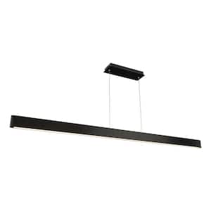 Volo 75 in. 640-Watt Equivalent Integrated LED Black Pendant with Acrylic Shade