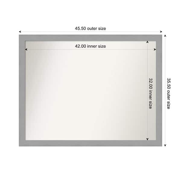 Brushed Nickel 45.5 in. x 35.5 in. Custom Non-Beveled Recycled Polystyrene Framed Bathroom Vanity Wall Mirror