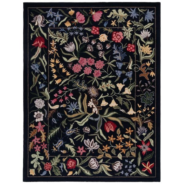 Chelsea 8 ft. x 10 ft. Black/Pink Floral Area Rug