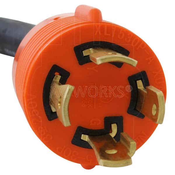 AC WORKS 1 ft. Adapter Cord 3-Phase 30 Amp 250-Volt L15-30P 4