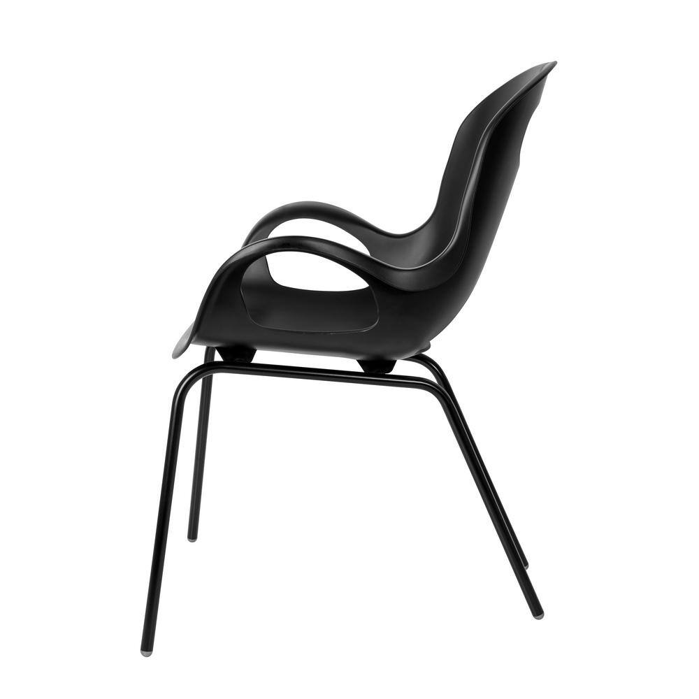 Matte Black Steel Cut-Out Outdoor Dining Chair