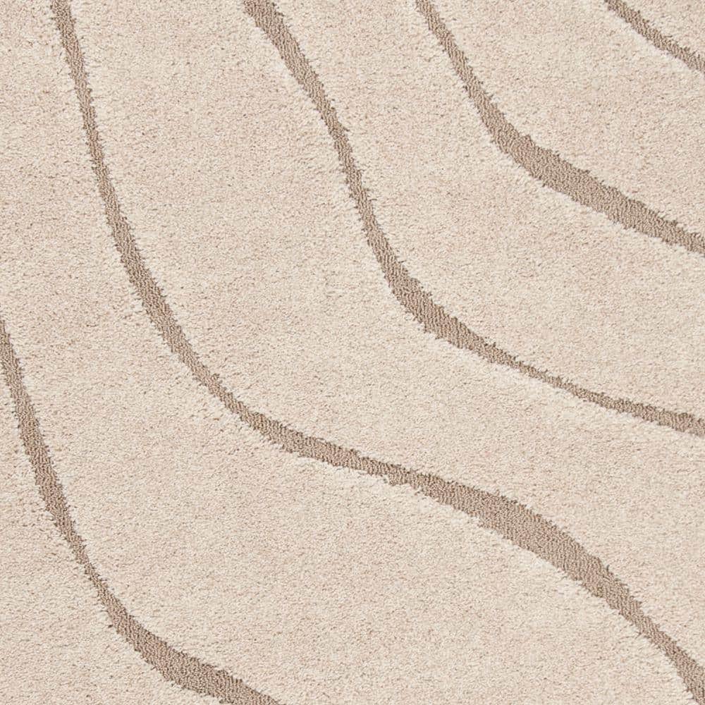Cream Beige Abstract Shag Area Rug