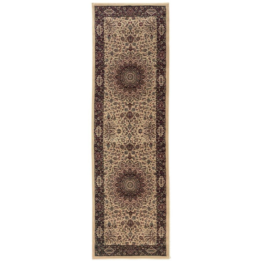 HomeRoots 2 X 9 Ivory, Black Oriental Washable Area Rug Runner Rug ...