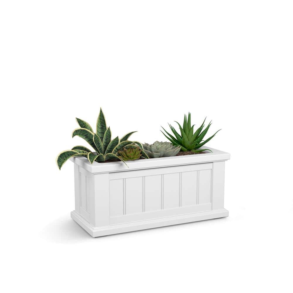Cape Cod 24" White Rectangle Self-Watering Polyethylene Outdoor Planter