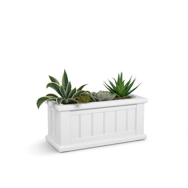 Mayne Cape Cod 24 in. x 11 in. Self-Watering White Polyethylene Planter