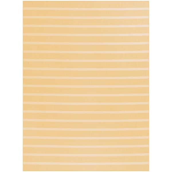 Positano Yellow Ivory 8 ft. x 10 ft. Stripes Contemporary Area Rug