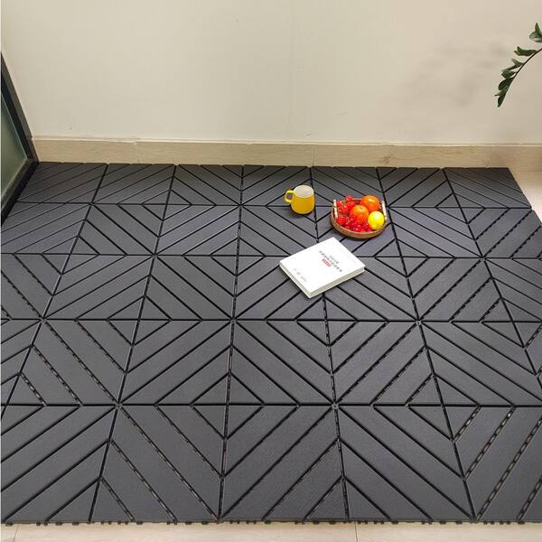 Tidoin Outdoor 1 ft. x 1 ft. Composite Interlocking Tile Deck Tile in Gray(36 Per Box)