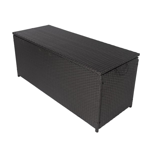 COOLSHARK Outdoor Storage Box, 113 Gallon Wicker Patio Deck Boxes with Lid, Outdoor Cushion Storage for Kids Toys, Pillows, Towel