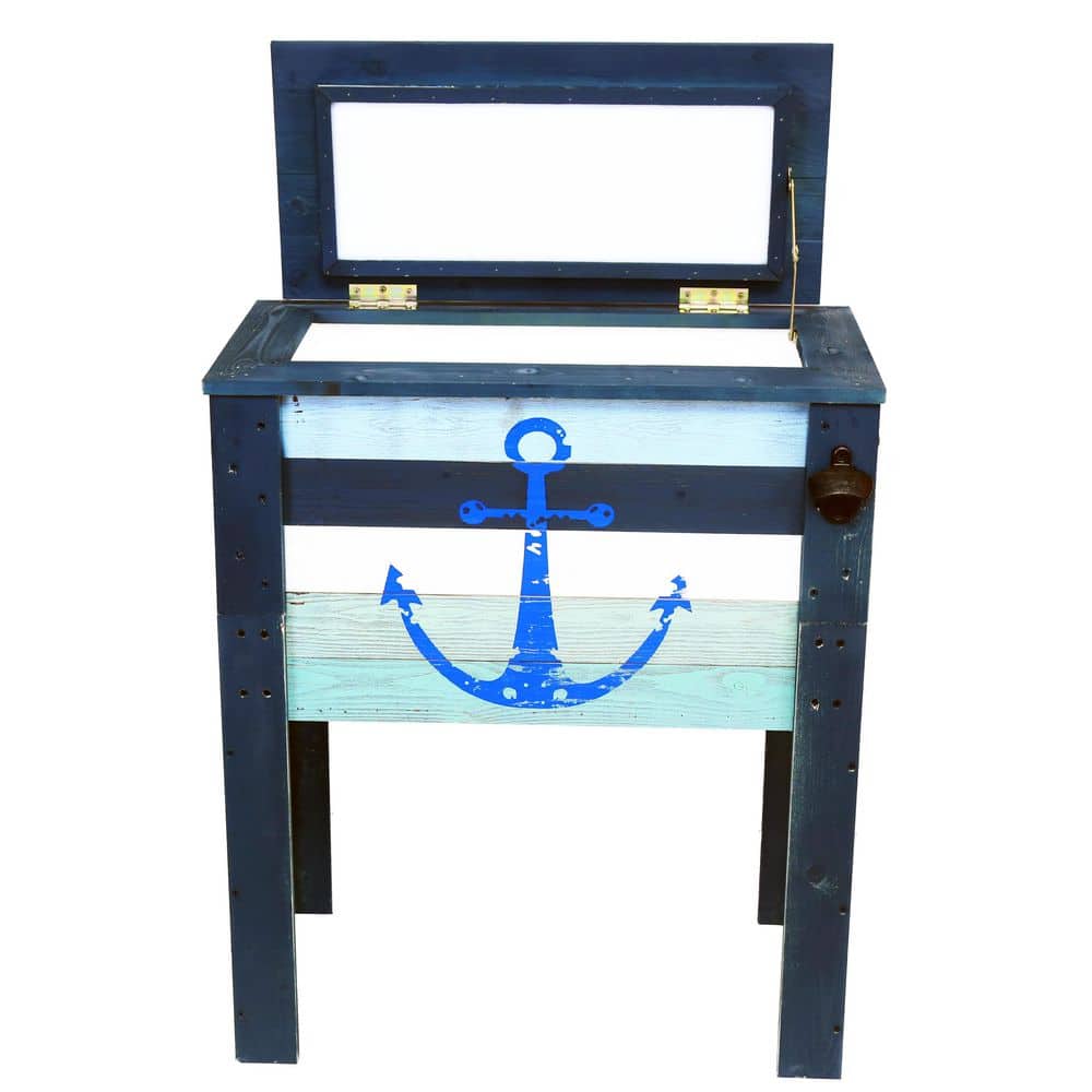 45 Qt. Coastal Themed Patio Cooler - Grey/Teal