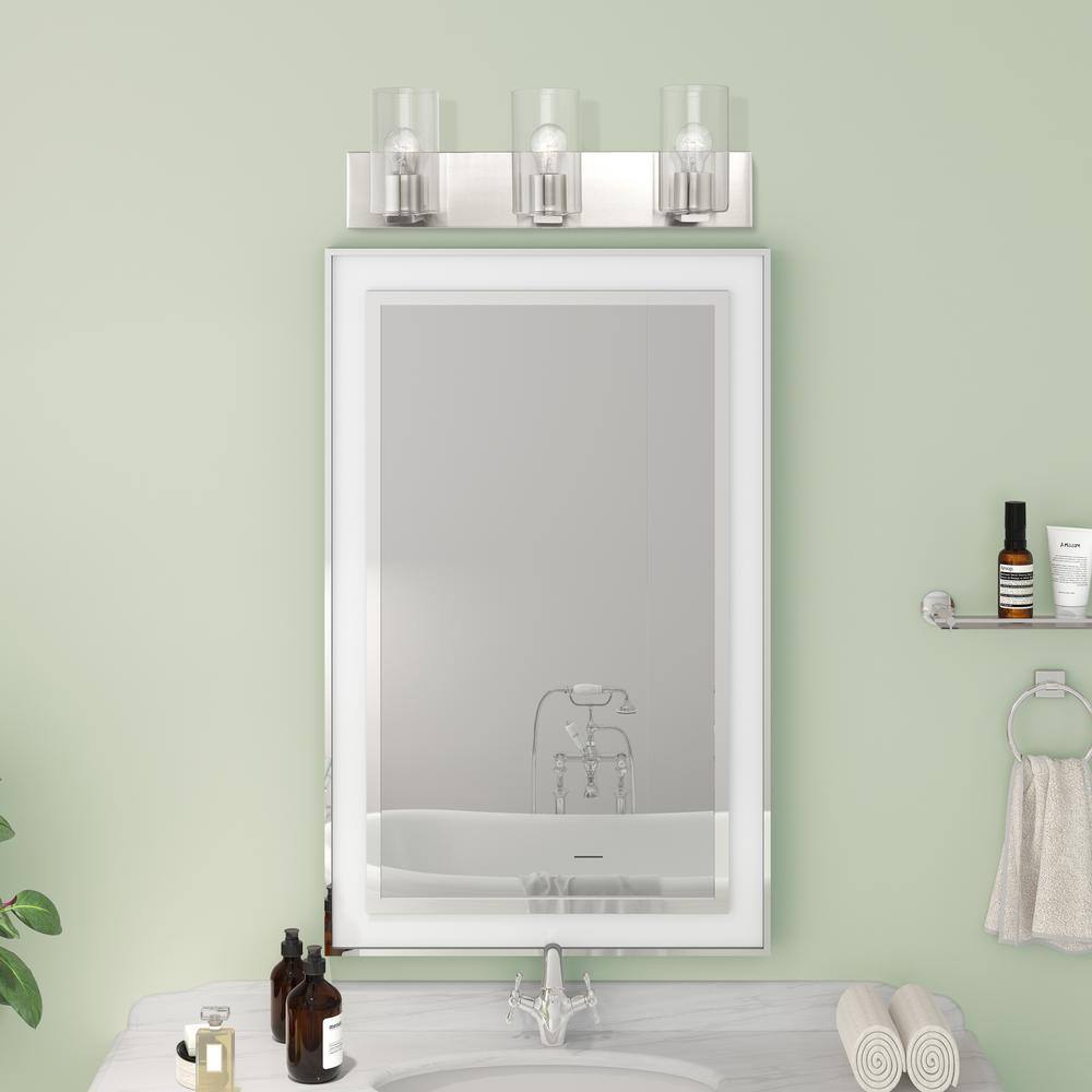 Zurich Collection 3-Light Brushed Nickel Vanity with Clear Glass