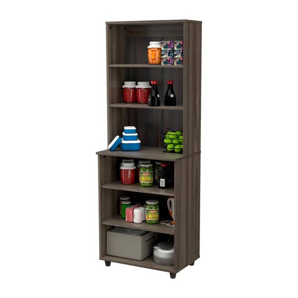 Inval 23.62 in. W x 15.35 in. D x 66.14 in. H in Ready to Assemble Standard Storage Cabinet in Smoked Oak