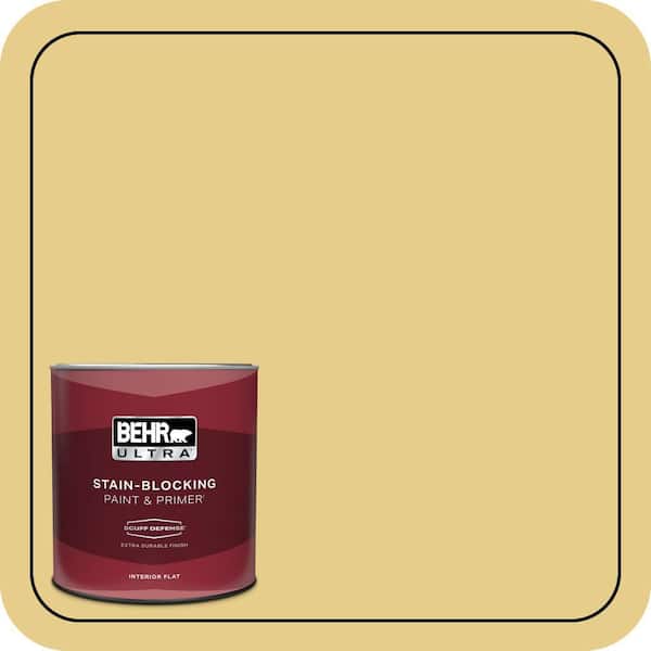 BEHR ULTRA 1 qt. #T12-6 Lol Yellow Extra Durable Flat Interior Paint & Primer