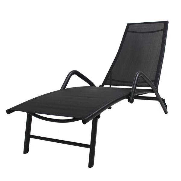 SERGA Black Outdoor Terrace Metal Lounger Adjustable Height CUU-0030470 ...