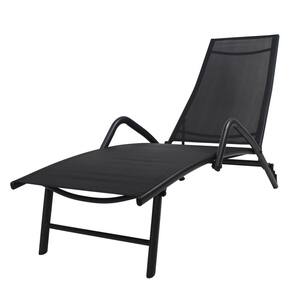 Patio Black Wicker Outdoor Wicker Chaise Lounge with Adjustable Backrest without Cushion