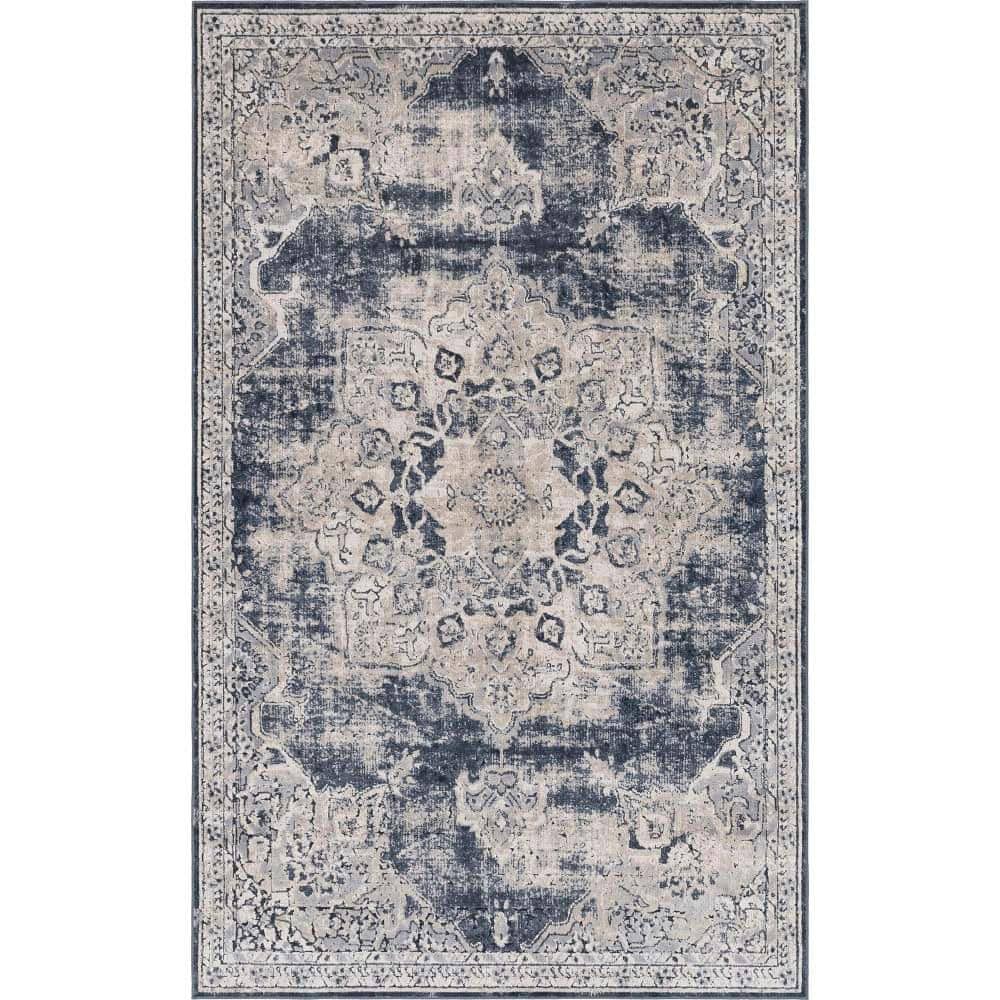 Unique Loom Chateau Roosevelt Navy Blue 5 ft. 1 in. x 8 ft. 0 in. Area Rug 3146787 The Home Depot