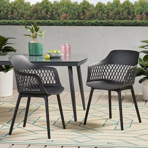 Azalea Black Faux Rattan Outdoor Patio Dining Chair (2-Pack)