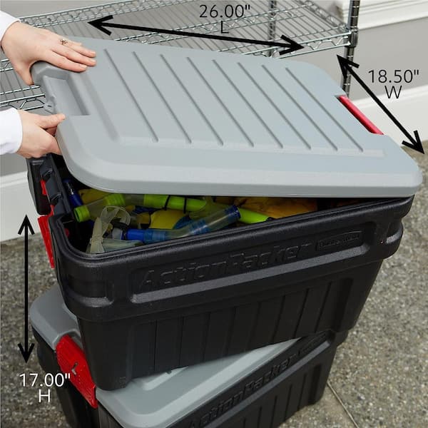 Rubbermaid 8 Gal. Action Packer Storage Bin (4-Pack) RMAP080000 - The Home  Depot