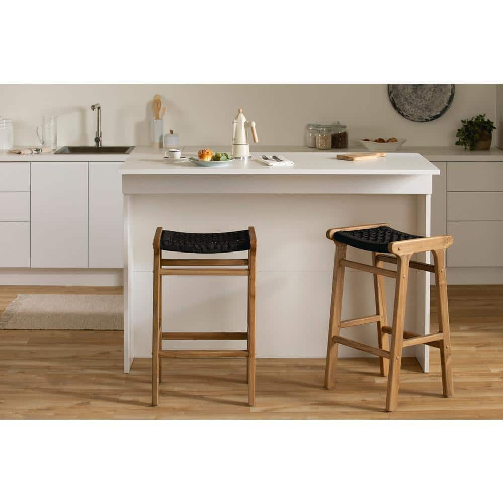 South Shore Balka 30 in. Black Low Back Wood Bar Stool