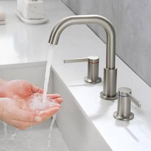 Amo 8 in. Widespread Double Handles Bathroom Faucet in Brushed Nickel