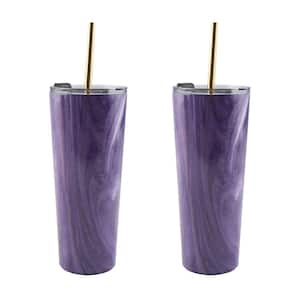 24 oz. Purple Geode Decal Stainless Steel Straw Tumblers (2-Pack)
