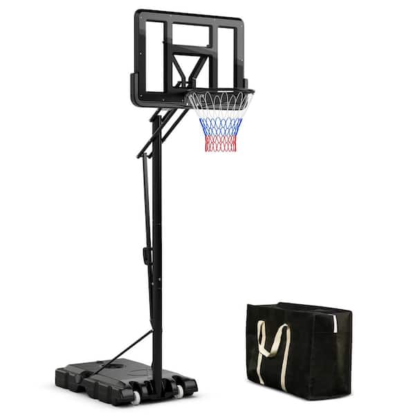 HONEY JOY Portable Basketball Hoop 44 in. 8 ft. to 10 ft. Height Adjustable Basketball Hoop System with Backboard Fillable Base