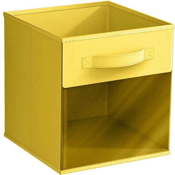 Sorbus 11 Inch Collapsible Fabric Storage Bin with Clear Window - Single Pack - Pastel Yellow