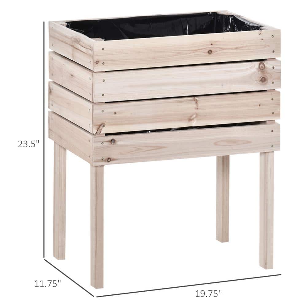 Natural Fir Wood 4-Piece Raised Garden Bed Planter Set