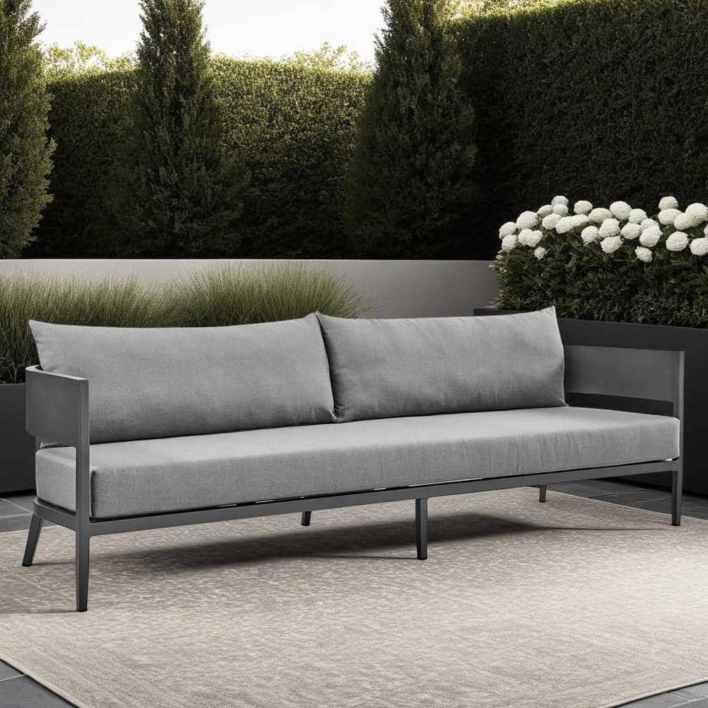 Menorca Dark Gray Aluminum Three-Seat Outdoor Sofa
