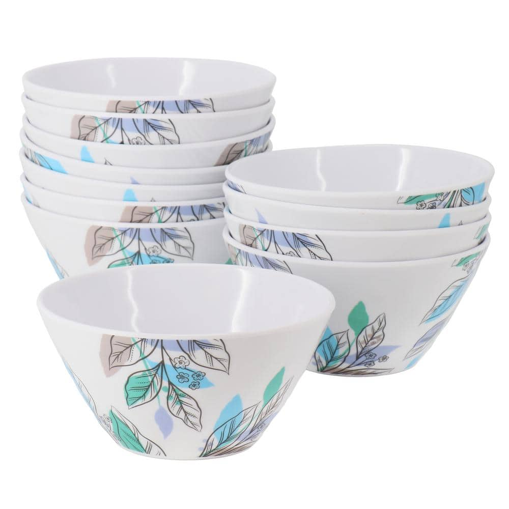 Gibson Home Tropical Sway Vineyard 12 Piece 20fl. oz. 6 Inch Hammered Melamine Bowl Set in Blue