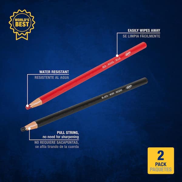 Wax China Markers for Porcelain, Ceramic, Glass, and Polished Stone, Red/Black (2-Pack)