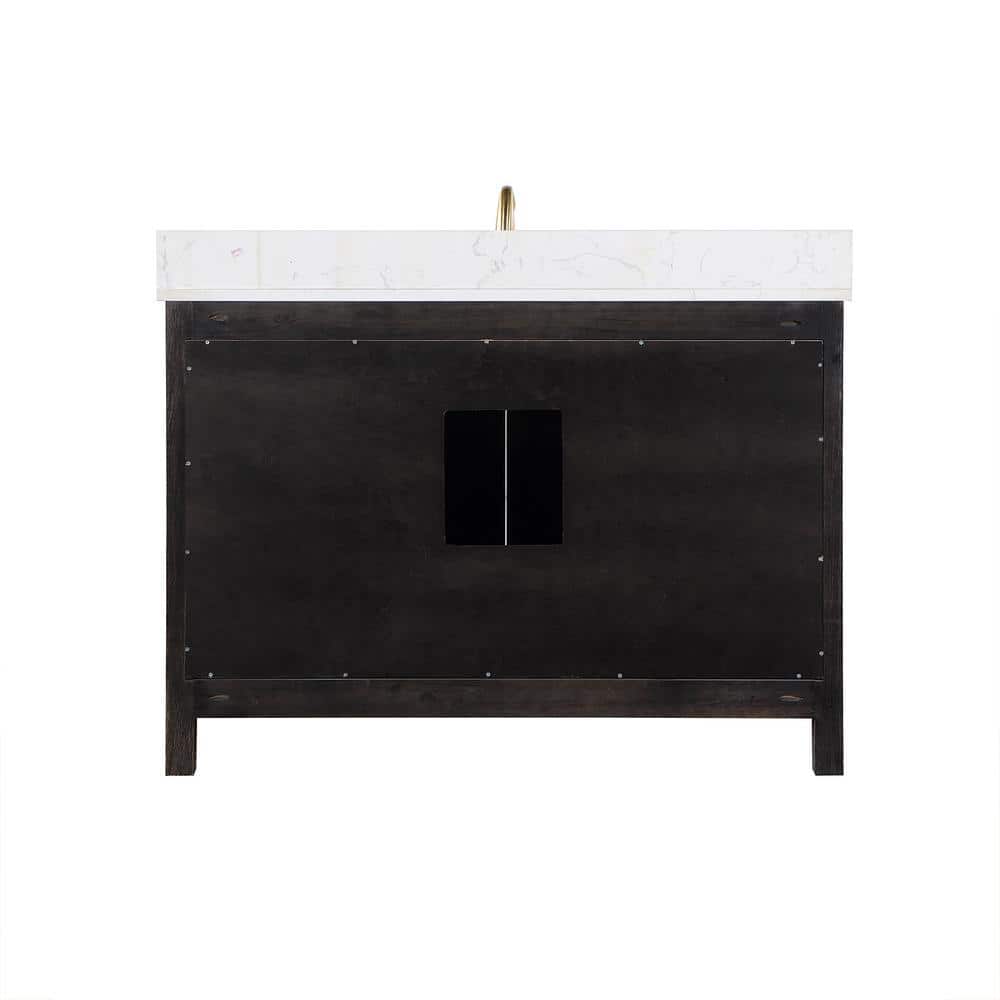 Hadiya 48" Black Oak Single Bathroom Vanity with Gold Hardware
