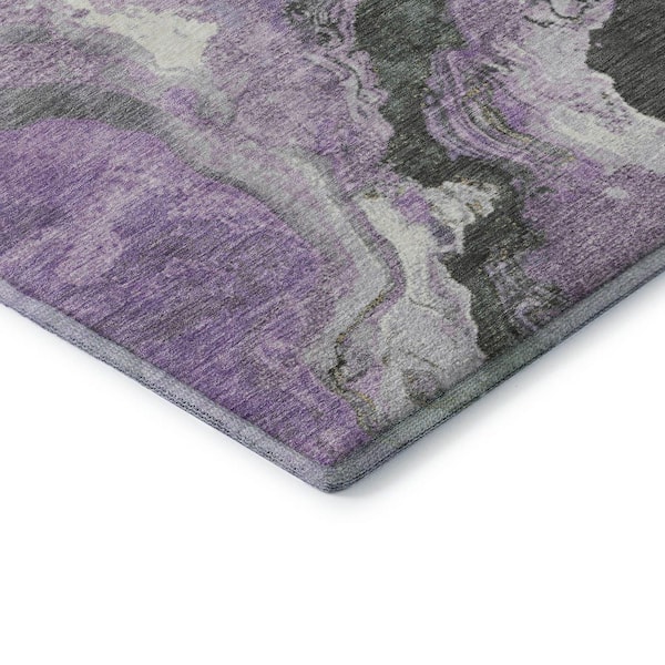 Mayfield Premium Machine Washable Abstract AMF1908 Lavender 2 ft. x 3 ft. Area Rug