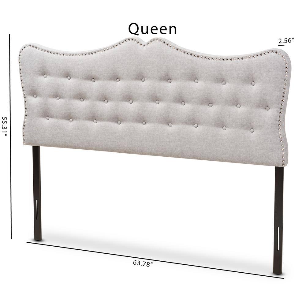 Beige Tufted Upholstered Queen Headboard with Wood Frame