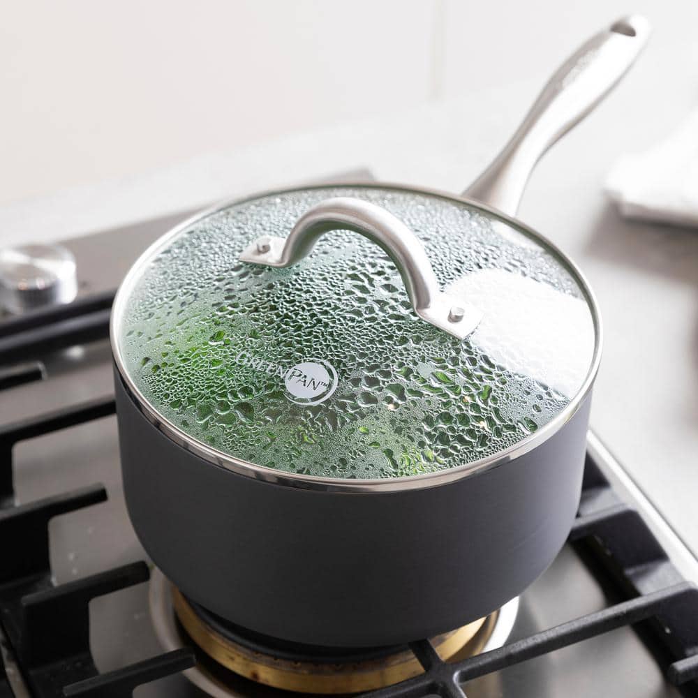 Gray Aluminum Nonstick 1QT and 2QT Saucepan Set