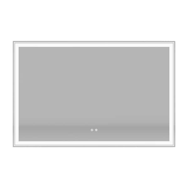 RAINLEX 55 in. W x 36 in. H Rectangular Frameless Anti-Fog LED Light Wall Bathroom Vanity Mirror