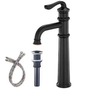Waterfall Tall Body Single Hole Single-Handle Vessel Bathroom Sink Faucet with Pop Up Drain in Oil Rubbed Bronze