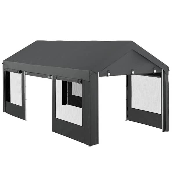 10 ft. x 20 ft. x 10 ft. Dark Gray Steel Carport